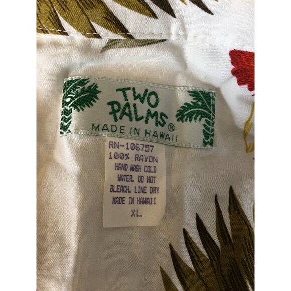 Vintage Two Palms Men's Floral Button Up Hawaiian Shirt Short Sleeve Size XL - Picture 4 of 4